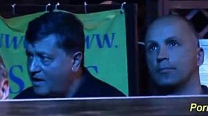 threesome sex on public stage with clothes ripped off. Oh wow, what a scandal!