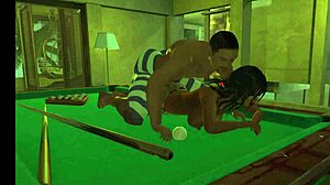 Playing on the pool table