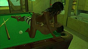 Playing on the pool table