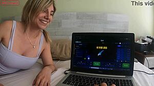 pretty teen 18+ babe ends sexual bet with horny girlfriend in doggystyle, cum facial swallow