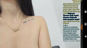 bigtits slim sucking her own tits on webcam