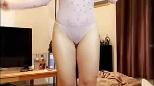 Naughty British slut flashing for her black lover at home