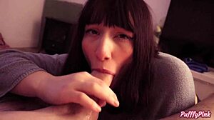 Cheating Girlfriend Sloppily Sucks Friend's Huge Cock