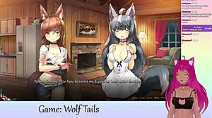 Vtuber Lewdneko Plays Wolf Tails Part 2 with Big Tits Lesbian Action