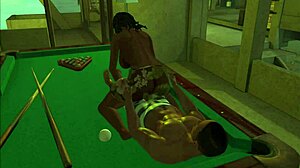 Playing on the pool table