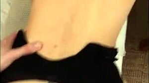 Naughty British slut flashing for her black lover at home