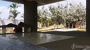 Skinny Twinks Engage in Bareback Anal Sex Near Football Field