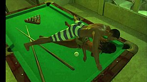 Playing on the pool table