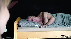 beautiful teen teases old man with masturbation for first time fuck