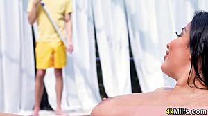 beautiful busty anissa kate got out of the pool then gets her perfect and tight milf pussy fucked 😍