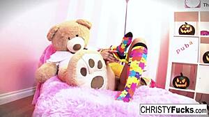 Hot Christy Mack in Halloween Costume Plays Solo with Her Body