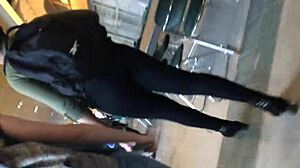 Candid hidden voyeur footage of ass.