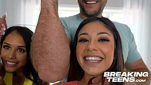 Awesome Threesome With Hot Latina Teen 18+ And Monster Cock