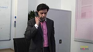 Stacey Saran and blonde babe fuck boss in stockings, blowjob, doggystyle!