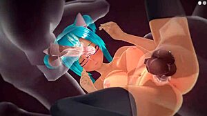 Blue Haired Teen With Big Boobs Gets Gangbanged In Anime Style