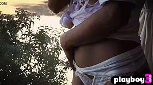 gorgeous milf striking hot poses before striptease