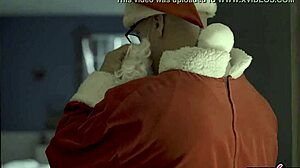 Santa fucks petite brunette teen with small tits at boss's home.