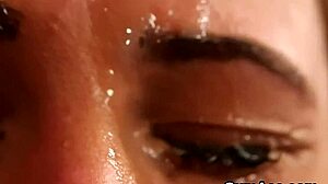 hey, watch this hottie gulp down a huge cum load on her face