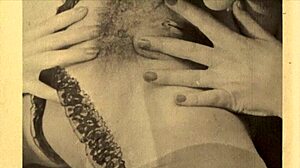 Vintage lesbian group scenes with hairy women in threesomes