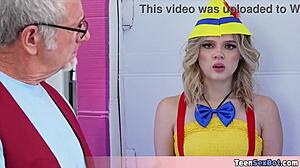 Pops wins sexbot at vegas restaurant, eager to fuck tight teen 18+ robo pussy