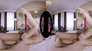 Realitylovers Presents Black Man Spooning Blonde Woman In VR Followed By Blowjob And Doggystyle Sex