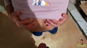 Countrygirl in Blue Leggins Screws Hard by the Stove