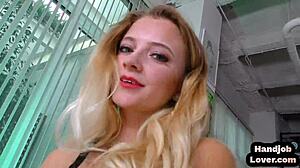 Amateur teen jerks off oiled cock after striptease in pov.