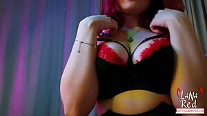 Blowjob Oiled Handjob And Powerful Cumshot On Big Tits From Redhead Beauty In High Heels