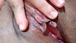 Little pussy blinks after orgasm in bedroom