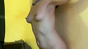 standing with fucking machine, deepthroat dildo, spitting, spanking with flogger, face slapping - full version