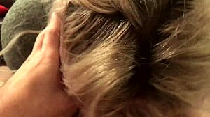 This small blonde slut gives a deep blowjob that's amazing with monster cock 😍