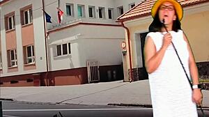 hot striptease on beach with monster cock