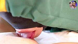 Horny maid in cosplay shows natural tits and ass