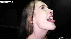 Stunning Athena Kneels for Gloryhole Cumshot 🍆