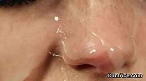 I'm a horny beauty getting bukkake on my face, sucking and swapping cum in pov blowbang.