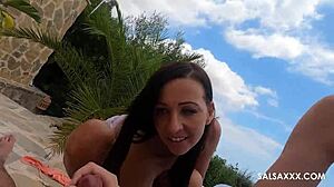 Life under water gets amazing with this outdoor pool threesome
