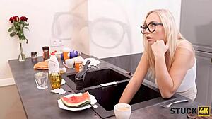 stuck4k gorgeous charmer got in some trouble while washing the dishes