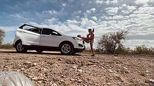 Pulled over and had sex in the desert with monster cock?