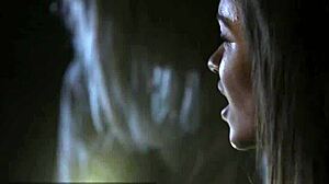 Hey, check out blonde Gina Gerson in a threesome at the campfire! 🔥