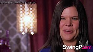 Naughty swingers play a wild outdoor game. Oral fun heats up the horny crowd!