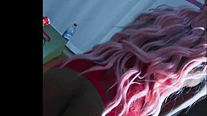 check out tropicalpussy looking alluring in red high heels with tight pussy and buttplug