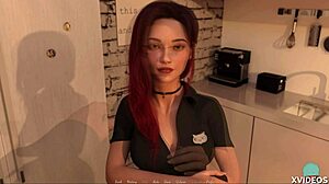 Horny redhead petra roleplays college babe with big tits.