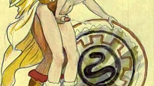 Vintage erotic anime illustration.