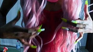 check out tropicalpussy looking alluring in red high heels with tight pussy and buttplug