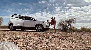 Pulled over and had sex in the desert with monster cock?