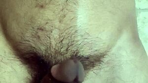 gay fag playing with his navel and cumming on belly