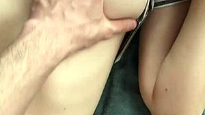 Adorable brunette teen sucks cock POV while snapping dudes