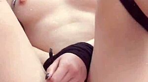 Adorable brunette teen sucks cock POV while snapping dudes