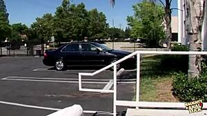 Sasha grey fulfills her fantasy by blindfolding and tying herself while having hardcore anal sex