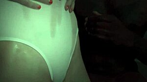 redheaded teen takes facial from big interracial cock